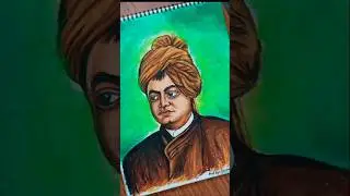 SWAMI VIVEKANANDA PORTRAIT DRAWING with Oil Pastels ✍️ &hearts;️ National Youth Day Special 🇮🇳 #shorts #art