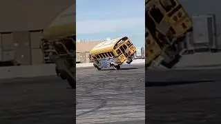 Wheels on the bus go round n round. #schoolbus #crash #stunts #channel199 #nitrocircus
