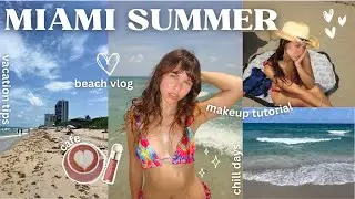 how i spent 48 HOURS in MIAMI🌴(beach vlog, summer makeup tutorial, pink coffee shop & more💌)