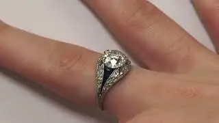 Art Deco 1920s GIA 2.70ct Old European Diamond and Sapphire Engagement Ring - VEG7b