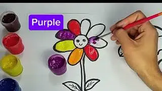 Easy Colorful Flower Drawing with Watering Can 🎨&rdquo;#artshorts #baby #drawing #art #colares 