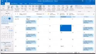 Set multiple calendar view in Outlook 2016.