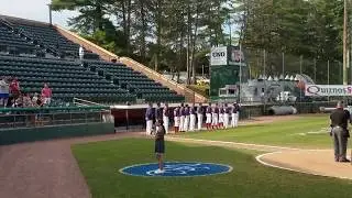 MC singing the National Anthem at the Silver Knights game.