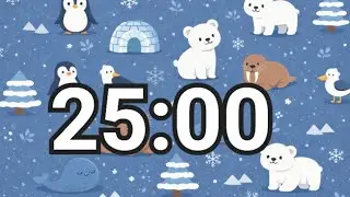25-Minute Cozy Arctic Animals Timer | Calm Winter Focus