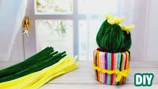 How to Make a Beautiful Mini Cactus Pot with Pipe Cleaners 😍