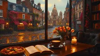 Soft Jazz by the Rainy Street View 🌧️ Elegant Piano Jazz with Cozy Coffeshop for Relaxation 🎷