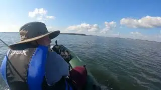 Lite air skiff inflatable boat on the water 