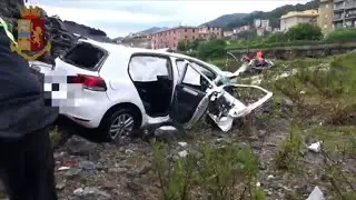 Images of Genoa bridge moments after collapse