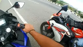 Yamaha r15 v3  vs CBR 150 / TOP SPEED/TOP END BATTLE.TILL POTENTIAL