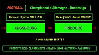 AUGSBURG - FREIBURG: Matchday 18 Bundesliga - Football season 2025/2026