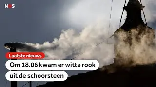 Witte rook uit schoorsteen Sixtijnse Kapel, er is een nieuwe paus gekozen