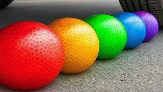 Car vs Giant Slime Net Balls With Crushing Soft, Crunchy Things & Experiment Car | Crunchy Ex