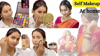 Self makeup at home full tutorial ganeshchaturthi #ytshorts #makeup #ganpati #selfmakeup  #grwm 