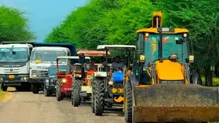 Jcb 3dx loading Mud in TATA Tippers Auto Tractors Swaraj 855 New Holland 3630 Tractor newjcb truck