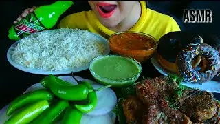ASMR:Eating Dhaba Style Dal Chawal with Aloo Tikki+Mint Chutney+Doughnuts+Dew | Big Bites |ERSA ASMR