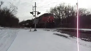 Canadian National Northbound stack train on the Waukesha sub on 1/4/2026