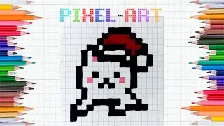 Pixel Art Tutorial: Gato Navidad #pixelart #drawingtutorial #tutorial #gatos #navidad #christmas