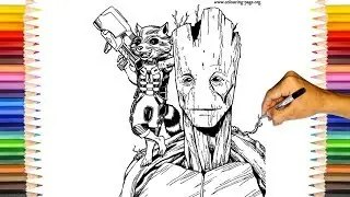 The ROCKET Raccoon With GROOT | Guardian Of The GALAXY Coloring Pages