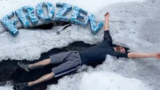 camping on the frozen river