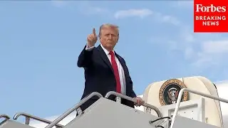 President Trump Departs Joint Base Andrews En Route To New York City To Watch The Yankees