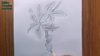 how to draw a branch of mango leaf/mango leaves drawing
