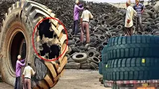 Repaired a full size dumper tire by heating it |l This is how big tires are repaired