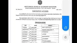 2021 Board Exam | West Bengal class 10 Routine for Exam 2021