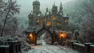 Frozen Path to a Gothic Castle Library | Dark Academia Ambience for Study & Reading