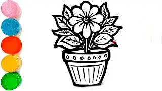 How To Draw Beautiful Flower in Pot Drawing | Flower Drawing For Kids | Flower with Pot Drawing