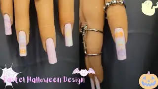 Pastel Halloween Nail Design 🎃🦇