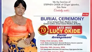 Late Mrs Lucy okide. live @ oligie igbanke Edo state. Disc 1.