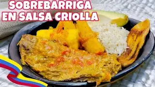 Cómo hacer SOBREBARRIGA EN SALSA CRIOLLA fácil y deliciosa