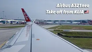 AIRASIA Airbus A321neo Take Off from Kuala Lumpur, Malaysia