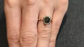 14K Rose Gold Diamond Ring | Emerald Cut Salt and Pepper Diamond Ring | Salt and Pepper Ring