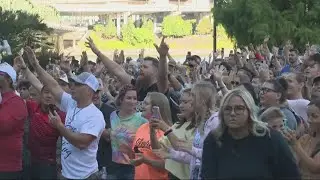 Hundreds gather at Portland waterfront, without masks, to see controversial worship leader
