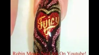 Glitter Heart Nails | Easy Stained Glass Heart Nail Art Design