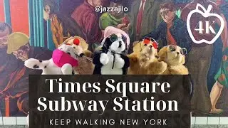 [4K] NYC Walking tour | New York Subway Times Square. Funny Dancing Cats and Trumpet Music Despacito