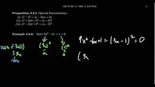 Special Factorizations (Quadratic Polynomials)