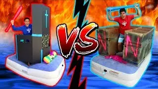 Box Fort WAR on WATER! **EPIC Battle**