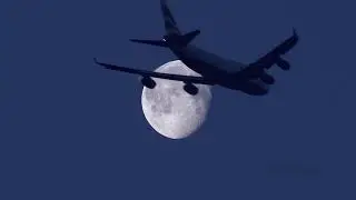 Aircraft fly past the Moon
