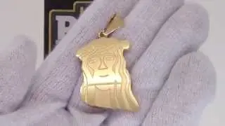Carved Gold Jesus Piece Pendant | Hip Hop Jewelry | 316L Steel
