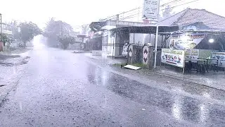 Rainstorm Walk in Empty Village with Powerful Wind and Natural Thunder Sounds ASMR 4K Video 309