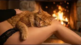 Relaxing Cat ASMR: 60 Minutes of Purring Bliss by the Fireplace