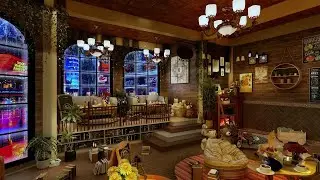 4K Spring Morning In Forest Ambience With Jazz Relaxing Music At Coffee Shop Day Rainy For Study