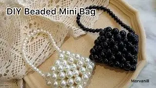 How to Make a Pearl Beaded Mini Bag | Easy DIY Fashion Accessory 🖤⚪