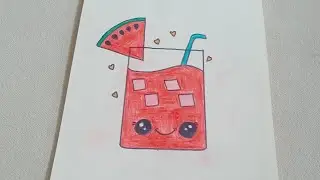 How To Draw A cute Of Juice /Watermelon Drink For Kids /Step By step drawing