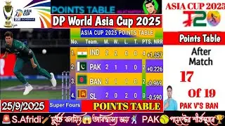 🚨ASIA CUP 2025💪SUPER 4➡️Points Table Today🥎 PAK V'S BAN🏏16th🔚 of the Match👉Last Updated📅26.9.2025🏆