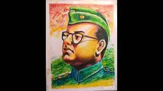 Easy way of Netaji Subhash Chandra Bose drawing 🇮🇳 Easy pastel colour #short video