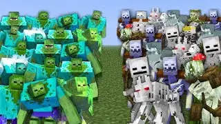Extreme Mutant Zombies vs Mutant Skeletons In Minecraft
