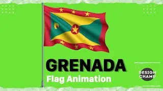 Grenada Flag With Pole | Grenada Flag Waving Animation - 4K Green Screen Animation